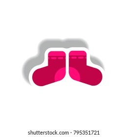 stylish icon in paper sticker style children socks