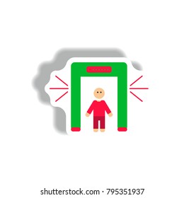 stylish icon in paper sticker style people scanner