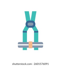 A stylish icon of a safety harness for use in construction and safety.