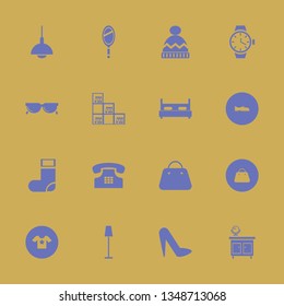 stylish icon set with chandelier, men shoes and hand mirror vector illustration