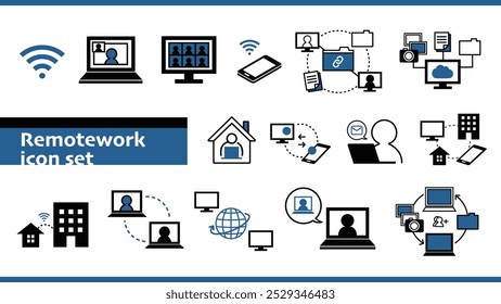 A stylish icon set for remote work. I focused on simple expressions.