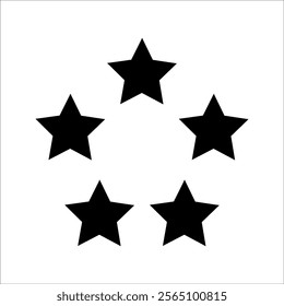  stylish icon vector arrangement of five stars in a circular layout, suitable for rating systems or decorative purposes.