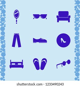 stylish icon. stylish vector icons set beach sneakers, hand mirror, men shoes and armchair