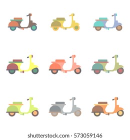 stylish icon of vespa in flat style retro motorbike collection