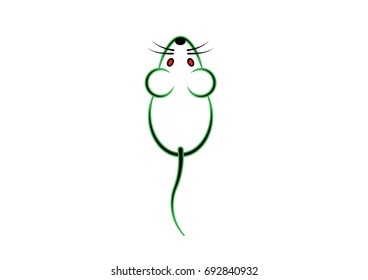 Stylish icon of a white mouse icone for web and print. Minimalistic symbol of the home of a rodent mouse or rat green and white vector illustration