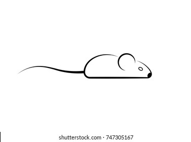 Stylish icon of a white mouse icone for web and print. Minimalistic symbol of the home of a rodent mouse or rat black and white vector illustration