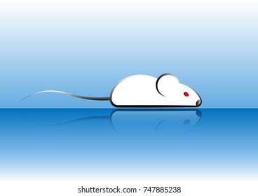 Stylish icon of a white mouse icone for web and print. Minimalistic symbol of the home of a rodent mouse or rat,  vector isolated or blue background 