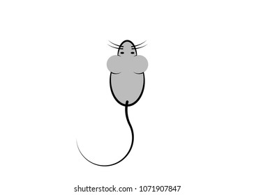 Stylish icon of a white mouse PC icone for web and print. Minimalistic symbol of the home of a rodent mouse or rat, vector illustration isolated or white background 