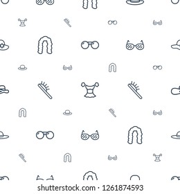 stylish icons pattern seamless white background. Included editable outline sunglasses, blouse, woman hat, hairstyle, hair brush icons. stylish icons for web and mobile.