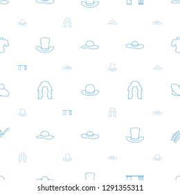 stylish icons pattern seamless white background. Included editable line woman hat, office desk, hat, hairstyle, hair brush, blouse icons. stylish icons for web and mobile.