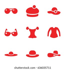 Stylish icons set. set of 9 stylish filled icons such as woman hat, blouse