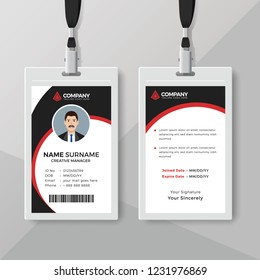 Stylish ID card design template with red details