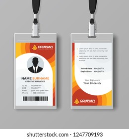 Stylish ID card template with orange details
