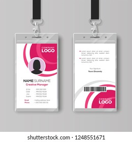 Stylish ID card template with pink details