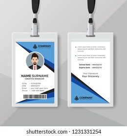 Stylish identity card design template with blue details