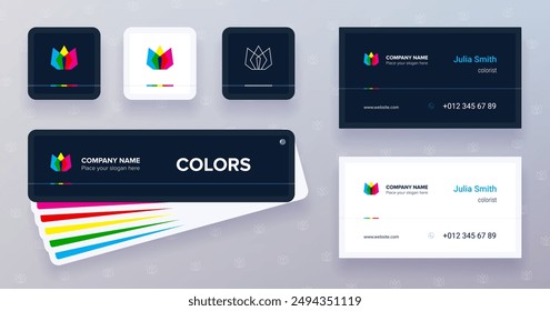 Stylish identity elements design with lily flower logo