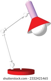 Stylish illumination: A vector design of a sleek red desk lamp.