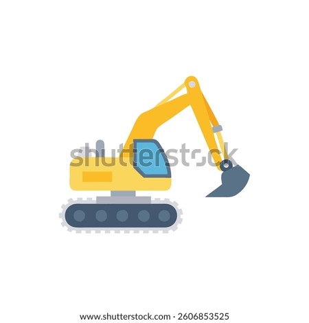 A stylish illustration of a backhoe digger icon, suitable for construction and industrial projects.