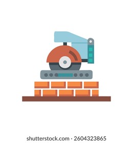 A stylish illustration of a brick cutting machine icon, suitable for masonry and construction projects.