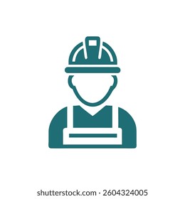 A stylish illustration of a builder icon, suitable for construction and industry professionals.