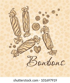 Stylish illustration for confectionery. Bonbons.