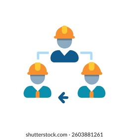 A stylish illustration of a construction collaboration icon, perfect for teamwork and networking projects.