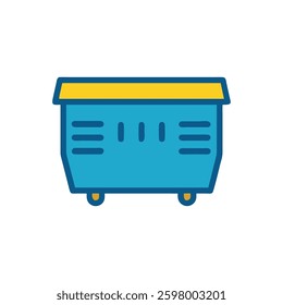 A stylish illustration of a construction dumpster icon, perfect for waste disposal projects.