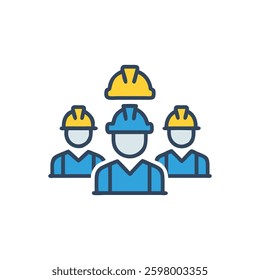 A stylish illustration of a construction labor icon, suitable for industry and workforce projects.