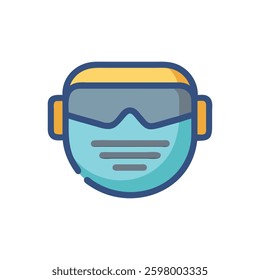 A stylish illustration of a construction mask icon, perfect for construction safety materials.