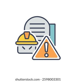 A stylish illustration of a construction risk management icon, perfect for compliance and risk planning.