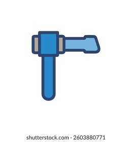 A stylish illustration of a hammer icon, perfect for crafts and construction.