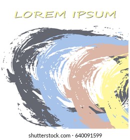 Stylish illustration with hand drawn brush strokes in pastel colors in vector. White isolated background with fun different colored splatter stains