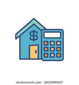 A stylish illustration of a home loan calculator icon, perfect for financing management.