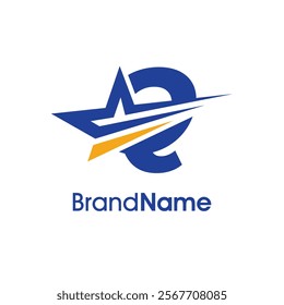 Stylish Illustration logo design Initial Q Combine with motion star in two color. Logo can use for any industry and work as well in small size.