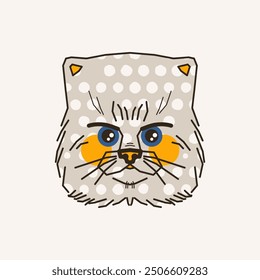 Stylish illustration with a muzzle of a cat of the British and Scottish breeds. Vector print, design