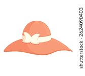 Stylish illustration of a peach summer hat adorned with a white bow, perfect for fashion themes