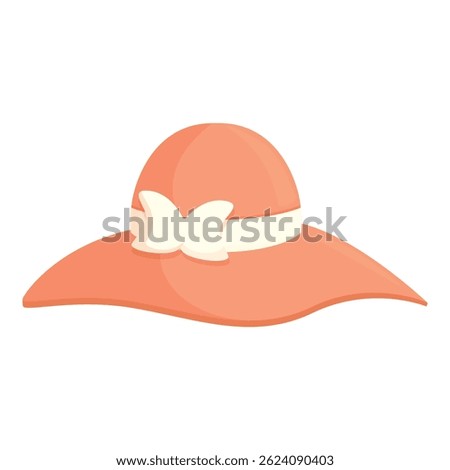 Stylish illustration of a peach summer hat adorned with a white bow, perfect for fashion themes