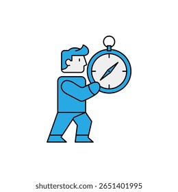 A stylish illustration of a person holding a compass, symbolizing navigation and adventure. This minimalist design captures the essence of exploration and travel.
