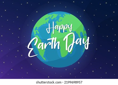 Stylish illustration, planet earth in space. Happy earth day. Vector illustration