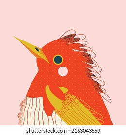 Stylish illustration, print, card with a red bird.