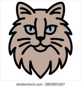 Stylish illustration of ragdoll cat sitting color piece comic styled sweet animal