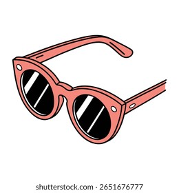 A stylish illustration of retro sunglasses, featuring a classic design with bold frames. This graphic is perfect for vintage fashion, summer vibes, or a cool, nostalgic aesthetic.