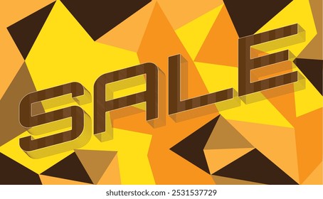 Stylish illustration for sale promotion
on a yellow-brown background of various overlapping geometric shapes.