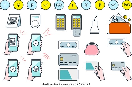 A stylish illustration set of cashless payment. Easy -to -use vector data.