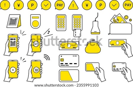 A stylish illustration set of cashless payment. Easy -to -use vector data.