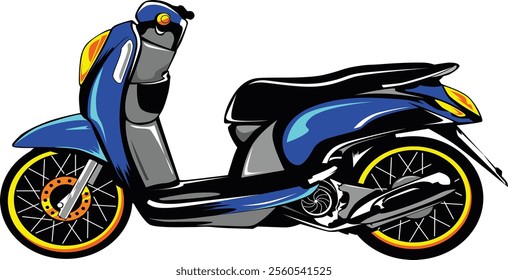 Stylish illustration of a sleek scooter, embodying modern urban transportation and efficiency, perfect for city commuters and eco-friendly vehicle enthusiasts