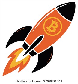 Stylish illustration of an standalone rocket with an glyph