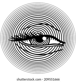 Stylish illustration with waking human eye