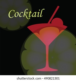 a stylish image of a cocktail and lemon on dark background