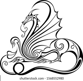 Stylish image of a lying dragon.